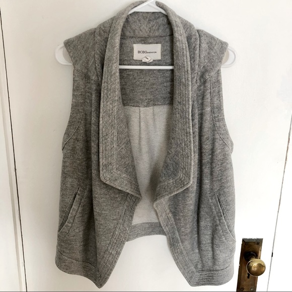 BCBG Gray Open Front Sweater Vest | S - Picture 2 of 4